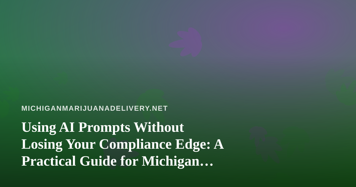 Using AI Prompts Without Losing Your Compliance Edge: A Practical Guide for Michigan Cannabis Delivery Teams